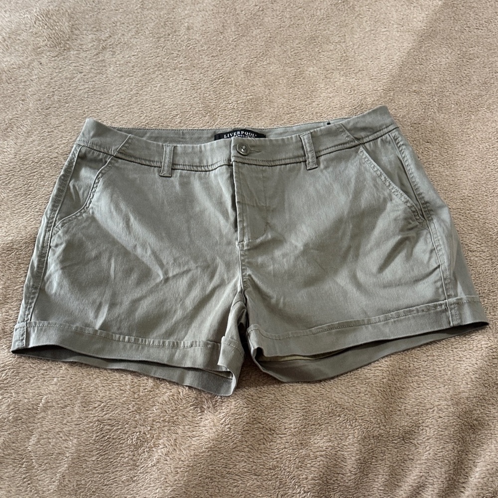 Liverpool Women’s Flat Front Chino Olive Shorts